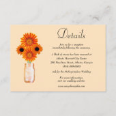 Oranje bloemen Mason Jar Wedding Details Informatiekaartje (Voorkant)
