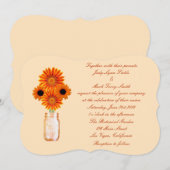Oranje bloemen Mason Jar Wedding Kaart (Voorkant / Achterkant)