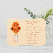 Oranje bloemen Mason Jar Wedding Kaart (Staand voorkant)