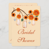 Oranje bloemen Mason Jars Bridal Shower Kaart (Voorkant / Achterkant)