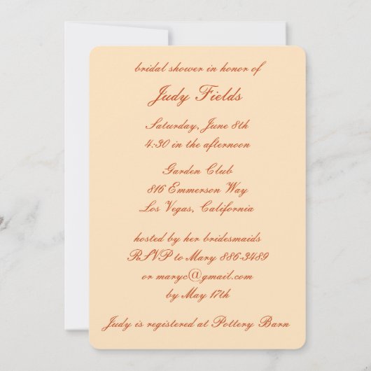 Oranje bloemen Mason Jars Bridal Shower Kaart (Achterkant)