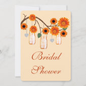 Oranje bloemen Mason Jars Bridal Shower Kaart (Voorkant)
