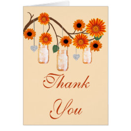 Oranje bloemen Mason Jars Hartelijk dank