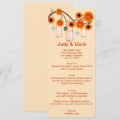 Oranje bloemen Mason Jars Menu Kaart (Voorkant / Achterkant)