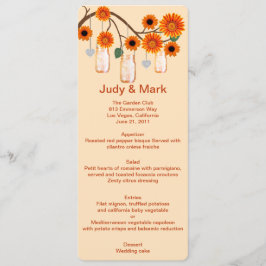 Oranje bloemen Mason Jars Menu Kaart