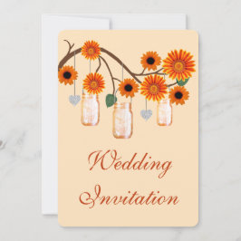 Oranje bloemen Mason Jars Wedding Kaart