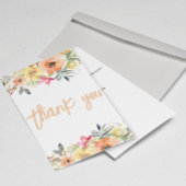 Oranje Bloemen Meisje Baby shower Dank u Flat Kaar Bedankkaart