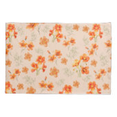 Oranje bloemen met groene bladeren kussensloop (Achterkant)
