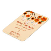 Oranje Bloemen Metselwerk Potten Save The Date Mag Magneet (Linkerzijde)