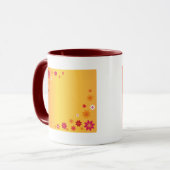 Oranje bloemen mok (Voorkant links)