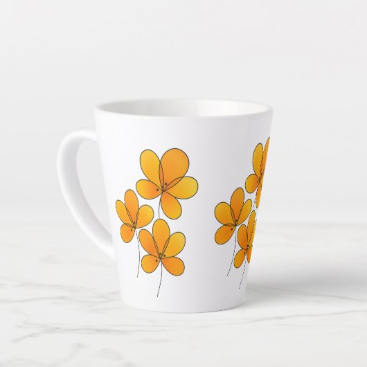 Oranje bloemen - Mooi bloemontwerp voor Mokken, Latte Mok (Linkerhoek)