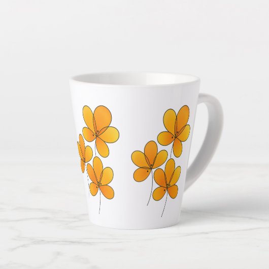 Oranje bloemen - Mooi bloemontwerp voor Mokken, Latte Mok (Rechterhoek)