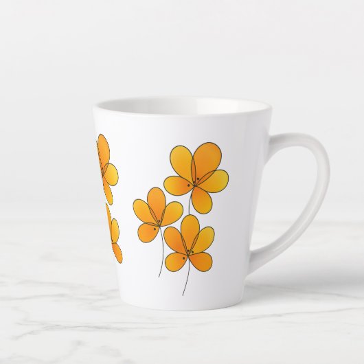 Oranje bloemen - Mooi bloemontwerp voor Mokken, Latte Mok (Rechts)