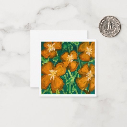 Oranje bloemen notitiekaartje (Voorkant / Achterkant in situ)