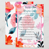 Oranje bloemen Nursery Rhyme Quiz baby shower game (Voorkant / Achterkant)