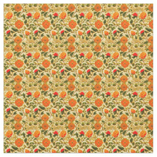 Oranje Bloemen op Gele Achtergrond Stof