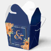  Oranje bloemen op Navy Blue Bedankdoosjes (Open)