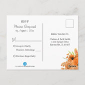 Oranje bloemen op Navy Blue Briefkaart (Achterkant)