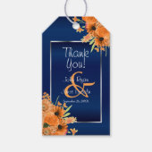 Oranje bloemen op Navy Blue Cadeaulabel (Voorkant)