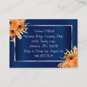  Oranje bloemen op Navy Blue - Ontvangst Informatiekaartje (Achterkant)