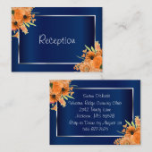  Oranje bloemen op Navy Blue - Ontvangst Informatiekaartje (Voorkant / Achterkant)