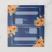  Oranje bloemen op Navy Blue Plaatskaartje (Buitenkant ongevouwen)