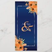  Oranje bloemen op Navy Blue Programmakaart (Voorkant)