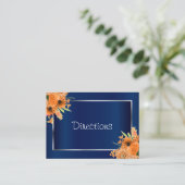  Oranje bloemen op Navy Blue - Richtingen Informatiekaartje (Staand voorkant)