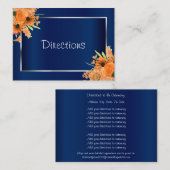  Oranje bloemen op Navy Blue - Richtingen Informatiekaartje (Voorkant / Achterkant)