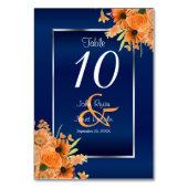 Oranje Bloemen op Navy Blue - Tafel Kaart (Achterkant)