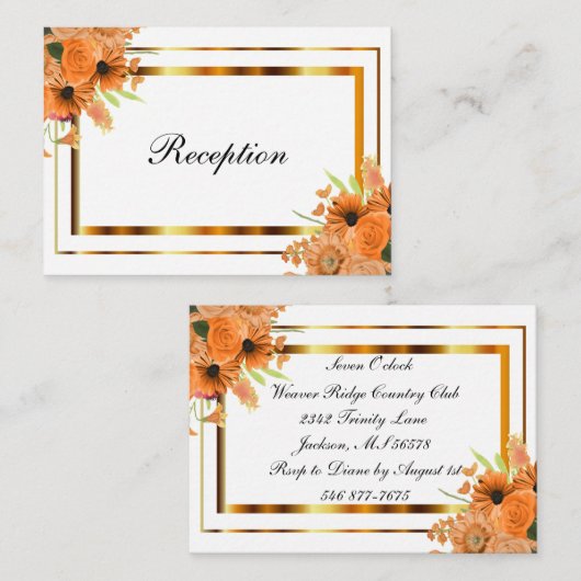  Oranje bloemen op wit Informatiekaartje (Voorkant / Achterkant)