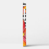 Oranje bloemen op zwarte strepen Case-Mate iPhone case (Achterkant / Links)