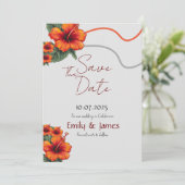 Oranje bloemen opslaan de datum uitnodiging Kaart (Staand voorkant)