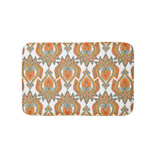 Oranje Bloemen Paisley Badmat