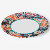 Oranje bloemen papieren bordje (Gekanteld)