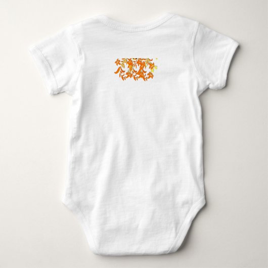 Oranje bloemen Pasen Bunny Monogram Aangepaste naa Romper (Achterkant)