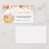 Oranje Bloemen Pompoen Baby shower Luier Raffle Informatiekaartje (Voorkant / Achterkant)