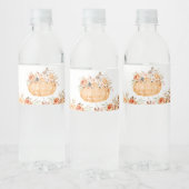 Oranje Bloemen Pompoen Baby shower Waterfles Etiket (Flessen)