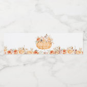 Oranje Bloemen Pompoen Baby shower Waterfles Etiket (Enkel label)
