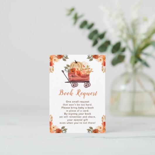 Oranje Bloemen Pompoen Truck Baby Show Boek Verzoe Informatiekaartje (Staand voorkant)