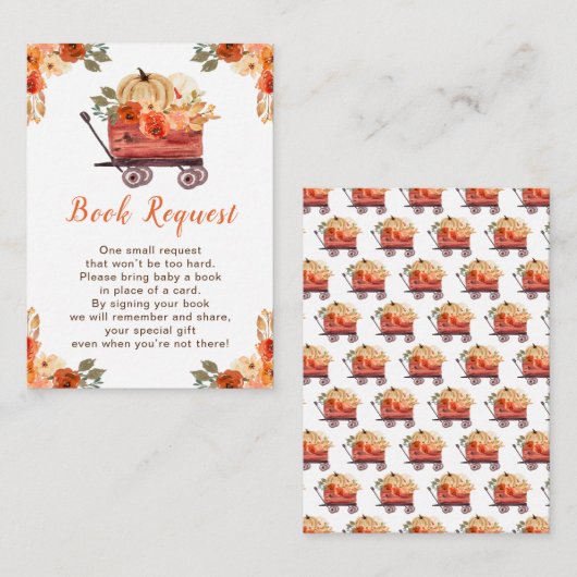 Oranje Bloemen Pompoen Truck Baby Show Boek Verzoe Informatiekaartje (Voorkant / Achterkant)
