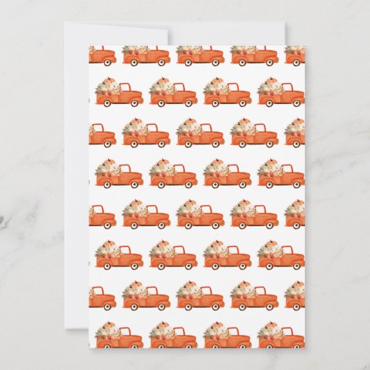 Oranje Bloemen Pompoen Truck Baby shower Kaart (Achterkant)