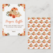 Oranje Bloemen Pompoenen Baby shower Luier Raffle Informatiekaartje (Voorkant / Achterkant)