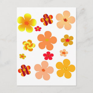 Oranje Bloemen Pop Kunst Briefkaart