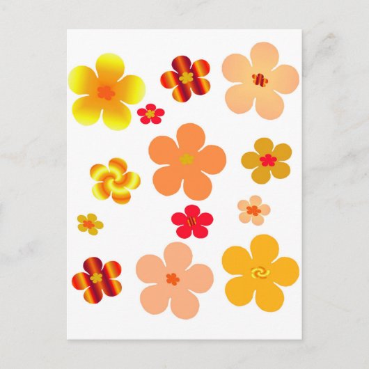 Oranje Bloemen Pop Kunst Briefkaart (Voorkant)
