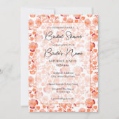 Oranje Bloemen Print Bruids Douche Uitnodiging (Voorkant)