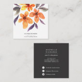 Oranje bloemen | Professionele social media iconen Vierkante Visitekaartje (Voorkant / Achterkant)