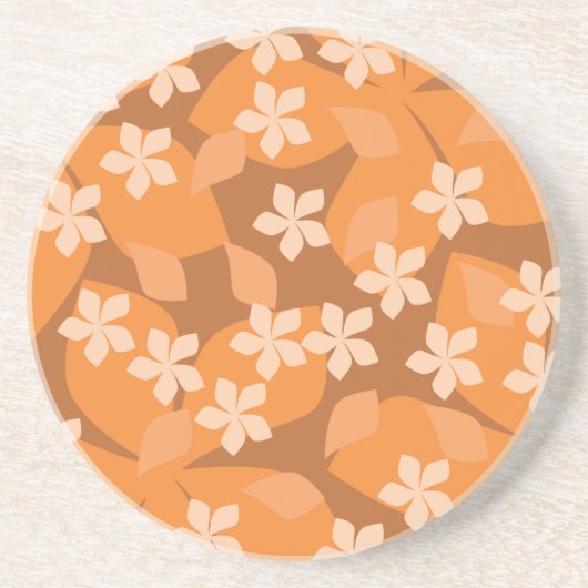 Oranje bloemen. Retro Floral Pattern. Zandsteen Onderzetter (Voorkant)