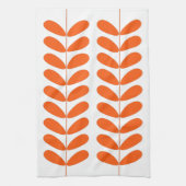 Oranje bloemen Retro Mid Century Modern Theedoek (Verticaal)