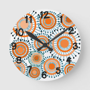 Oranje bloemen  ronde klok